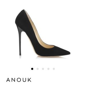 JIMMY CHOO ANOUK Black Suede Pointy Pumps